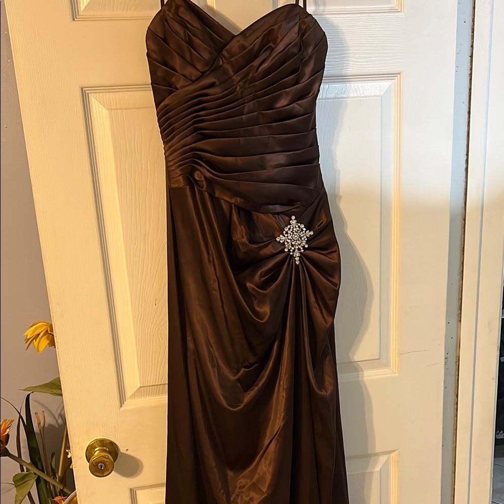 Elegant Brown Prom Dress with Embellishment